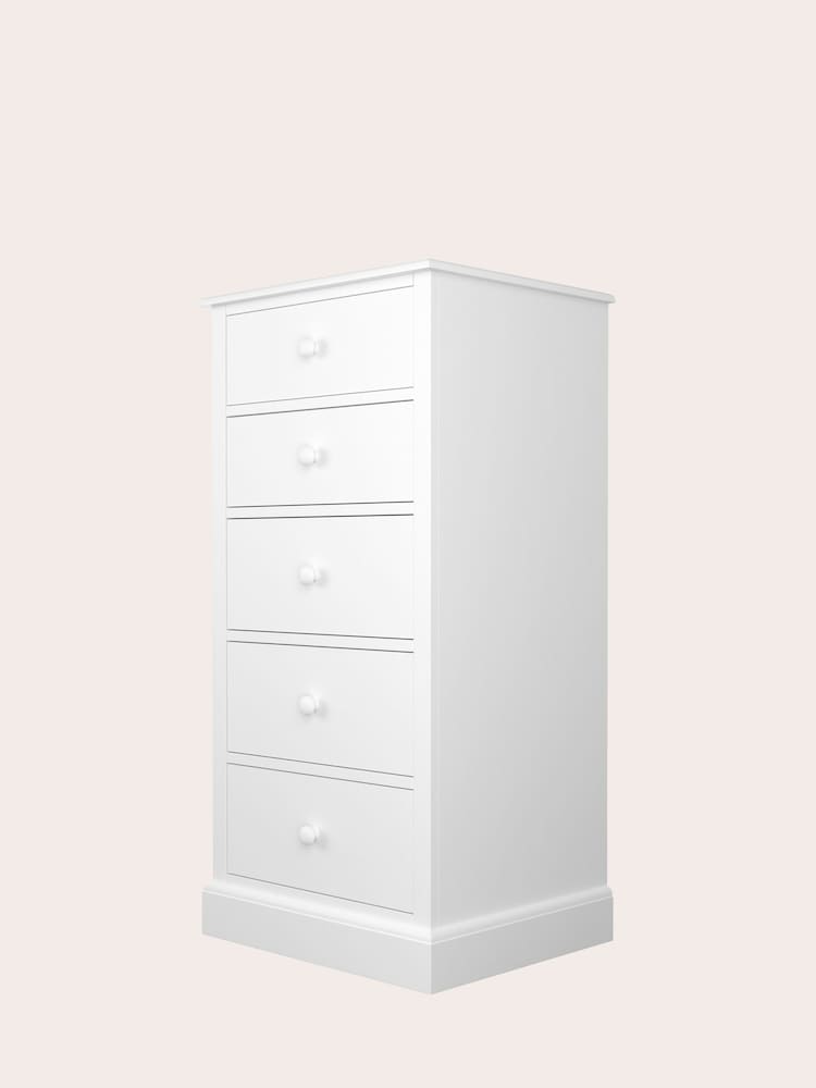 Laura Ashley Cotton White Ashwell Tall Chest of 5 Drawers - Image 4 of 4