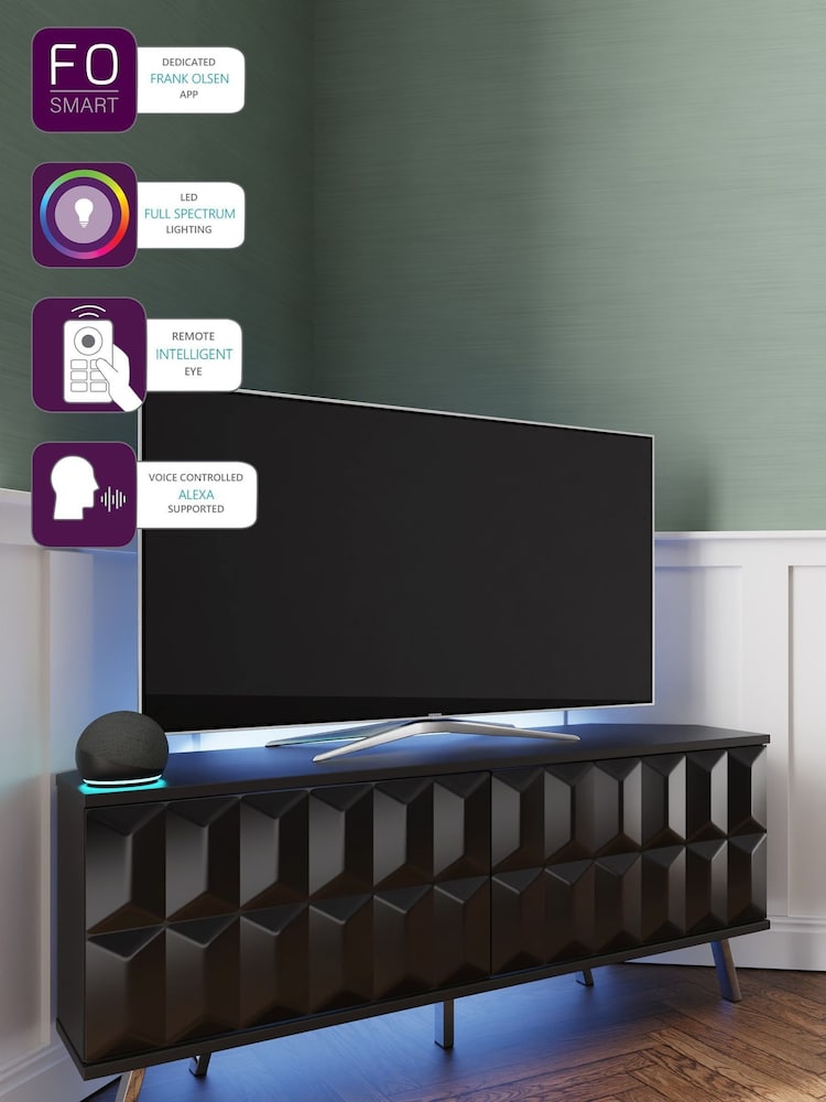 Frank Olsen Black Elevate Smart LED Corner TV Stand - Image 1 of 6