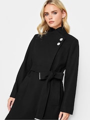 PixieGirl Petite Black Wrap Belted Coat - Image 4 of 4