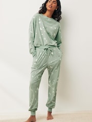 Sage Green Butterfly Foil Supersoft Cosy Pyjamas - Image 2 of 11