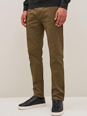 Dark Tan Brown Slim Stretch Chino Trousers - Image 1 of 8
