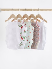 Red/White Baby Strappy Vest Bodysuits 5 Pack - Image 2 of 12