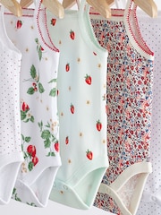 Red/White Baby Strappy Vest Bodysuits 5 Pack - Image 9 of 12