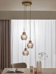 Lipsy Gold Cluster Light Ribbed Glass Ceiling Light - Image 1 of 5