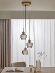 Lipsy Gold Cluster Light Ribbed Glass Ceiling Light - Image 2 of 5