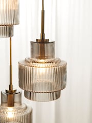 Lipsy Gold Cluster Light Ribbed Glass Ceiling Light - Image 3 of 5