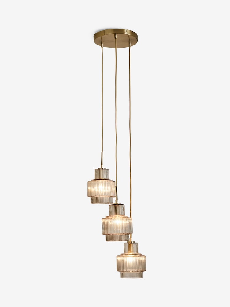 Lipsy Gold Cluster Light Ribbed Glass Ceiling Light - Image 5 of 5