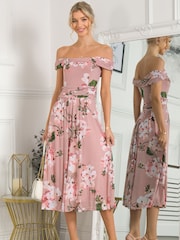 Jolie Moi Rawiya Bardot-Kleid aus Netzstoff, Pink - Bild 1 von 4