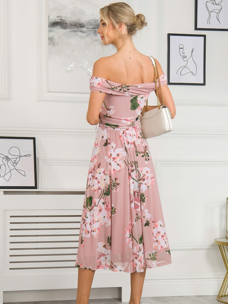 Jolie Moi Rawiya Bardot-Kleid aus Netzstoff, Pink - Bild 2 von 4