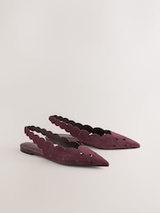 Burgundy Red Forever Comfort® Leather Lasercut Slingback Flats - Image 2 of 5