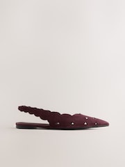 Burgundy Red Forever Comfort® Leather Lasercut Slingback Flats - Image 3 of 5