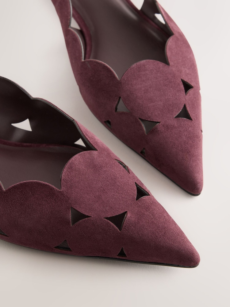Burgundy Red Forever Comfort® Leather Lasercut Slingback Flats - Image 5 of 5