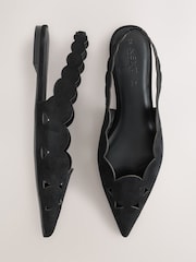 Black Forever Comfort® Leather Lasercut Slingback Flats - Image 1 of 5