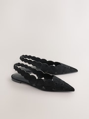 Black Forever Comfort® Leather Lasercut Slingback Flats - Image 2 of 5