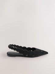 Black Forever Comfort® Leather Lasercut Slingback Flats - Image 3 of 5