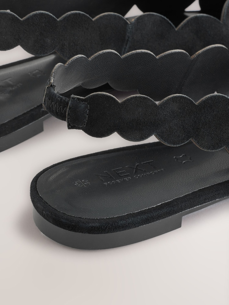 Black Forever Comfort® Leather Lasercut Slingback Flats - Image 5 of 5