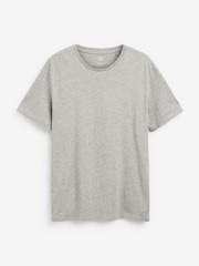 Grey Marl Regular Fit Essential Crew Neck Cotton T-Shirt - Image 4 of 4