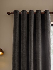 Yard Charcoal Heath Washed Velvet Lined Eyelet Curtains - Image 1 of 4