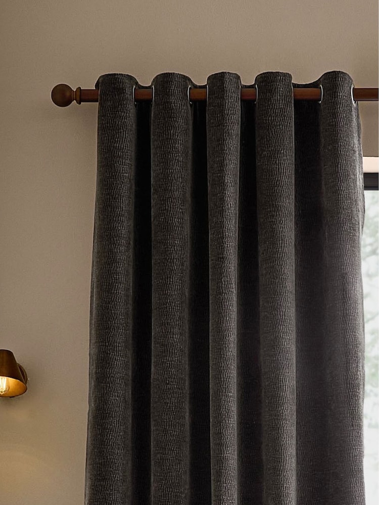 Yard Charcoal Heath Washed Velvet Lined Eyelet Curtains - Image 1 of 4 Yard Charcoal Heath Washed Velvet Lined Eyelet Curtains - Image 1 of 4
