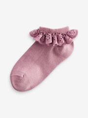 Pink Cotton Rich Ruffle Frill Trainer Socks 4 Pack - Image 2 of 5
