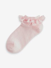 Pink Cotton Rich Ruffle Frill Trainer Socks 4 Pack - Image 4 of 5