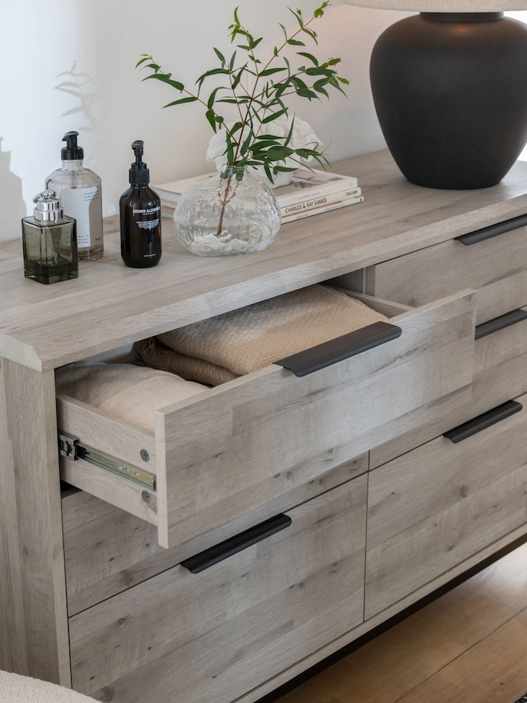 Grey Bronx Oak Effect 6 Drawer Chest of Drawers - Image 2 of 9