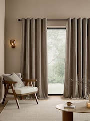Yard Greige Heath Washed Velvet Lined Eyelet Curtains - Image 1 of 4