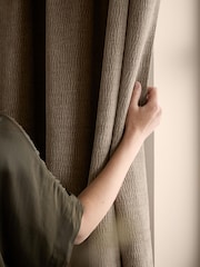 Yard Greige Heath Washed Velvet Lined Eyelet Curtains - Image 3 of 4