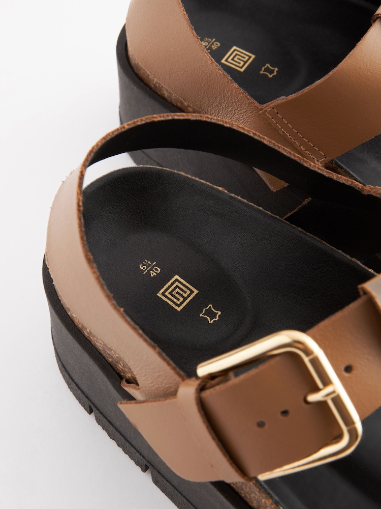 Rjava - Usnjeni sandali s T-paščkom in flatformo Forever Comfort® - Slika 7 iz 7 Rjava - Usnjeni sandali s T-paščkom in flatformo Forever Comfort® - Slika 7 iz 7