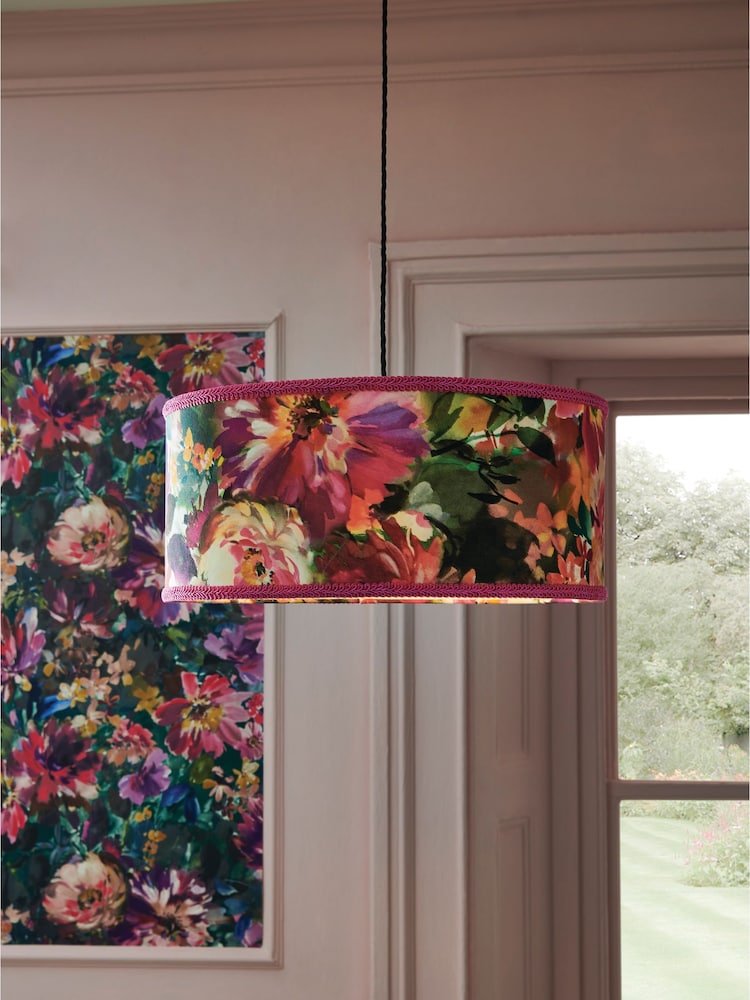 Clarke and Clarke Pink Tahiti Drum Easyfit Lamp Shade - Image 1 of 2