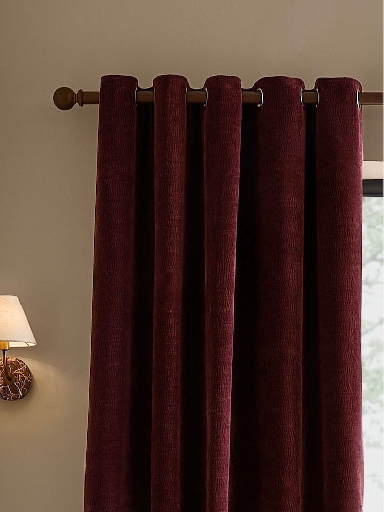 Yard Beetroot Heath Washed Velvet Lined Eyelet Curtains - Image 1 of 4 Yard Beetroot Heath Washed Velvet Lined Eyelet Curtains - Image 1 of 4