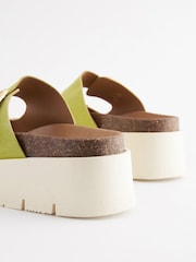 Lime Green Forever Comfort® Leather Double Buckle Flatform Shoes - Image 7 of 7