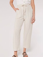 Apricot Cream Pocket Linen Mix Palazzo Trousers - Image 1 of 4