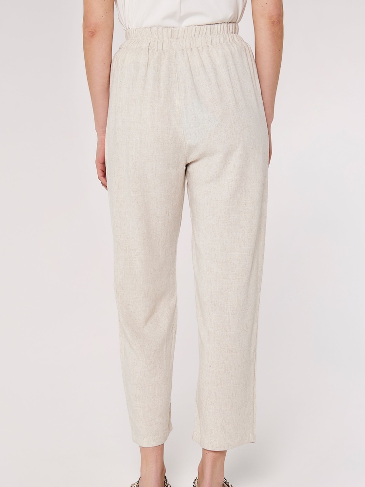 Apricot Cream Pocket Linen Mix Palazzo Trousers - Image 2 of 4