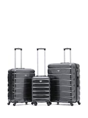 Siva/črna sijajna - Flight Knight Hardcase velik karirast; s karirastim vzorcem in Suitcases and Cabin Case Set of 3 - Slika 1 iz 7