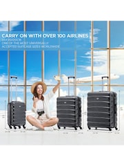 Siva/črna sijajna - Flight Knight Hardcase velik karirast; s karirastim vzorcem in Suitcases and Cabin Case Set of 3 - Slika 2 iz 7