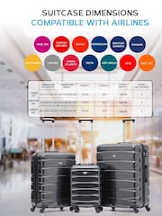 Siva/črna sijajna - Flight Knight Hardcase velik karirast; s karirastim vzorcem in Suitcases and Cabin Case Set of 3 - Slika 3 iz 7
