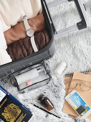 Siva/črna sijajna - Flight Knight Hardcase velik karirast; s karirastim vzorcem in Suitcases and Cabin Case Set of 3 - Slika 6 iz 7