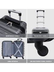 Siva/črna sijajna - Flight Knight Hardcase velik karirast; s karirastim vzorcem in Suitcases and Cabin Case Set of 3 - Slika 7 iz 7