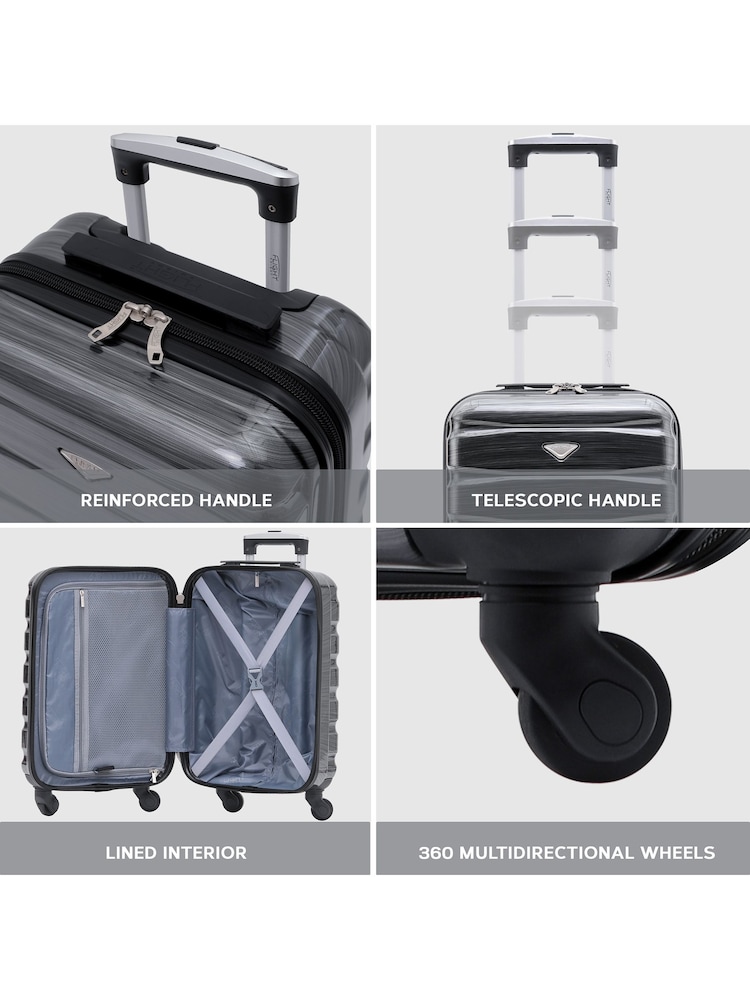 Siva/črna sijajna - Flight Knight Hardcase velik karirast; s karirastim vzorcem in Suitcases and Cabin Case Set of 3 - Slika 7 iz 7