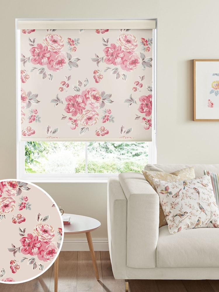 Cath Kidston Cream Brampton Bunch Raspberry Made to Measure Roller Blind - Image 1 of 4