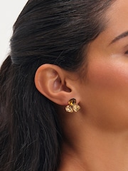 Jon Richard Gold Tone And Brown Multi Stone Earrings - Image 1 of 2