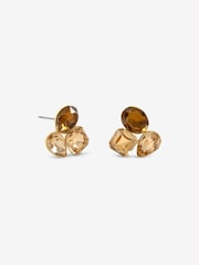 Jon Richard Gold Tone And Brown Multi Stone Earrings - Image 2 of 2