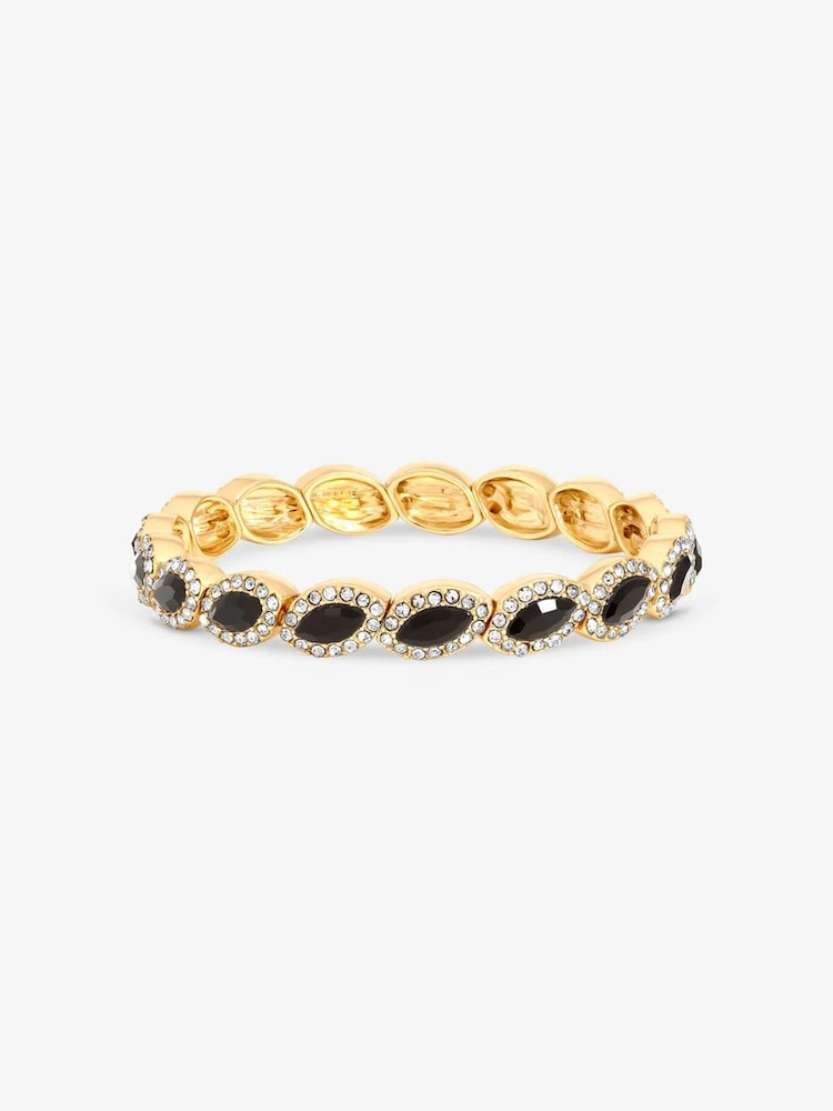 Jon Richard Gold Plated And Jet Navette Stretch Bracelet - Image 1 of 2 Jon Richard Gold Plated And Jet Navette Stretch Bracelet - Image 1 of 2