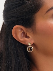 Jon Richard Gold Plated Champagne And Brown Stone Drop Earrings - Image 1 of 2