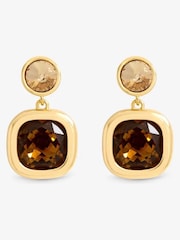 Jon Richard Gold Plated Champagne And Brown Stone Drop Earrings - Image 2 of 2