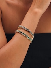 Jon Richard Gold Plated And Emerald Stretch Bracelet - Image 1 of 3