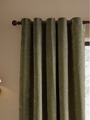 Yard Eucalyptus Heath Washed Velvet Lined Eyelet Curtains - Image 1 of 4