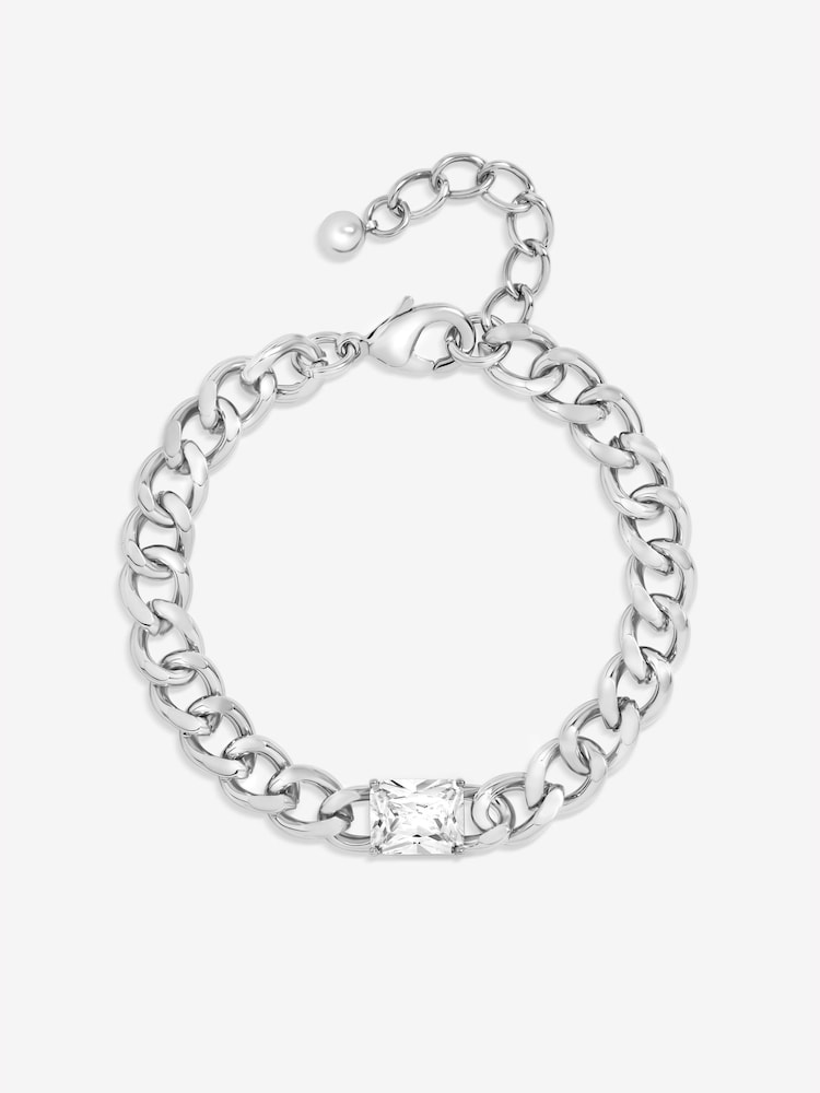 Jon Richard Silver Plated Crystal And Chain Bracelet - Image 1 of 1
