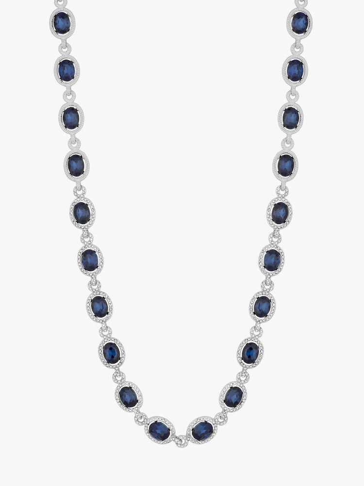 Jon Richard Silver Plated Blue Halo Necklace Gift Pouch - Image 2 of 2 Jon Richard Silver Plated Blue Halo Necklace Gift Pouch - Image 2 of 2